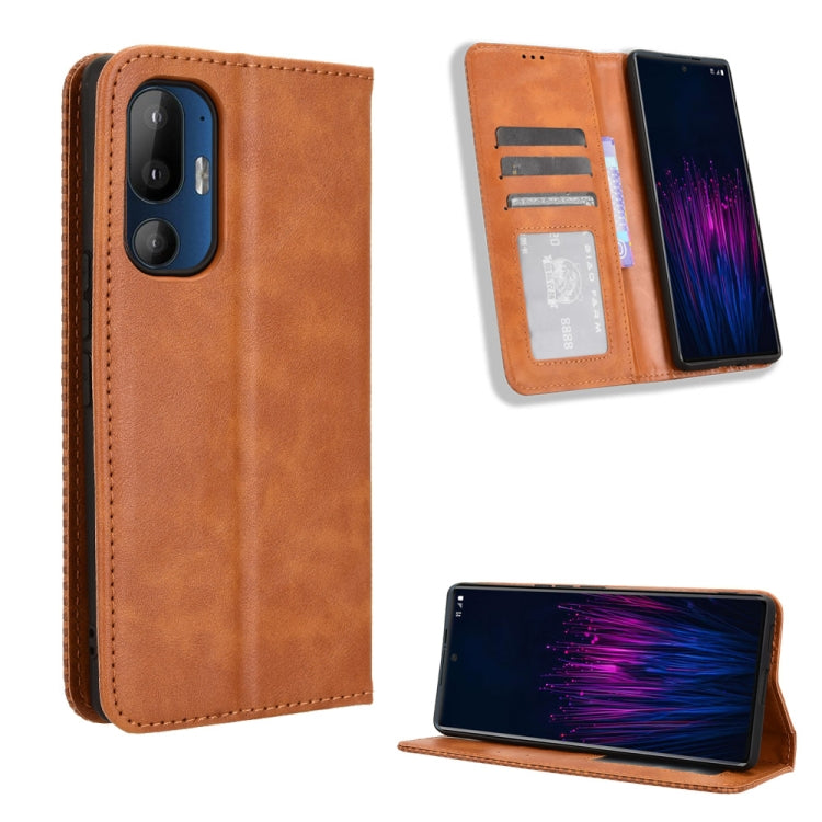 Magnetic Buckle Retro Texture Leather Phone Case, For HTC U24 Pro, For HTC U23 / U23 Pro