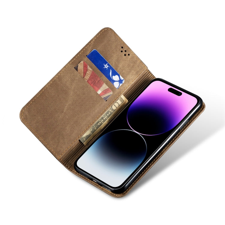 Denim Texture Casual Style Horizontal Flip Leather Case, For iPhone 15 Pro, For iPhone 15 Plus, For iPhone 15