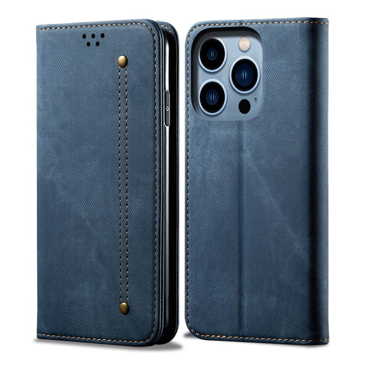 Denim Texture Casual Style Horizontal Flip Leather Case, For iPhone 15 Pro, For iPhone 15 Plus, For iPhone 15