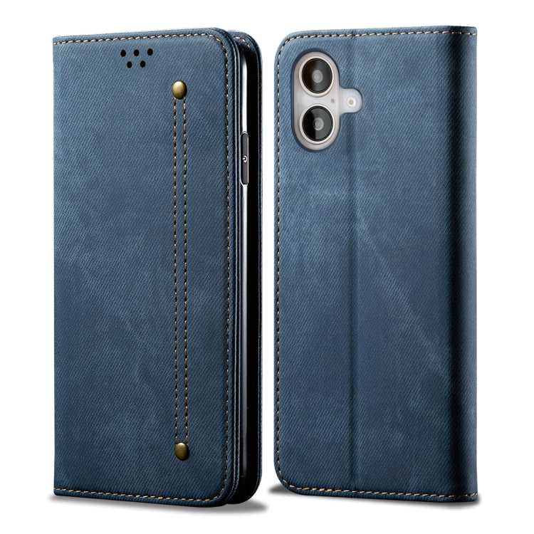 Denim Texture Casual Style Horizontal Flip Leather Case, For iPhone 16e, For iPhone 16 Pro Max, For iPhone 16 Pro, For iPhone 16 Plus, For iPhone 16, For iPhone 15 Pro Max