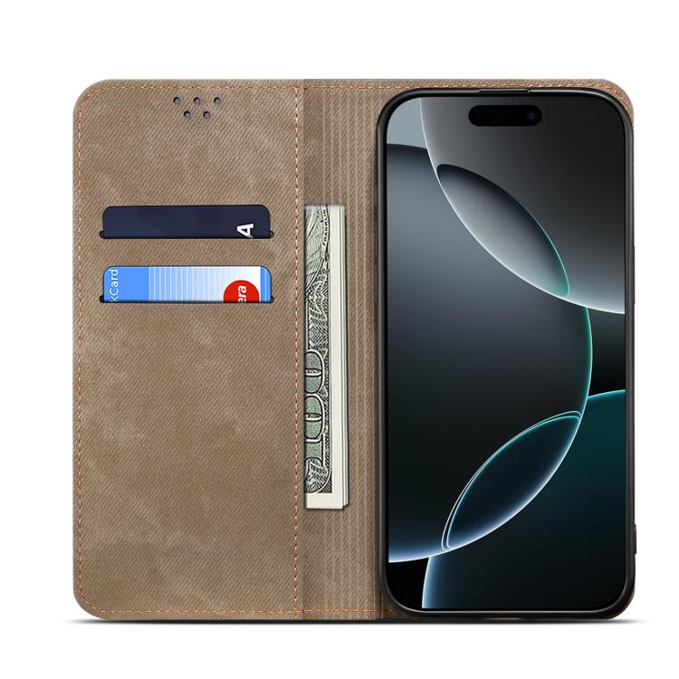 Denim Texture Casual Style Horizontal Flip Leather Case, For iPhone 16e, For iPhone 16 Pro Max, For iPhone 16 Pro, For iPhone 16 Plus, For iPhone 16, For iPhone 15 Pro Max