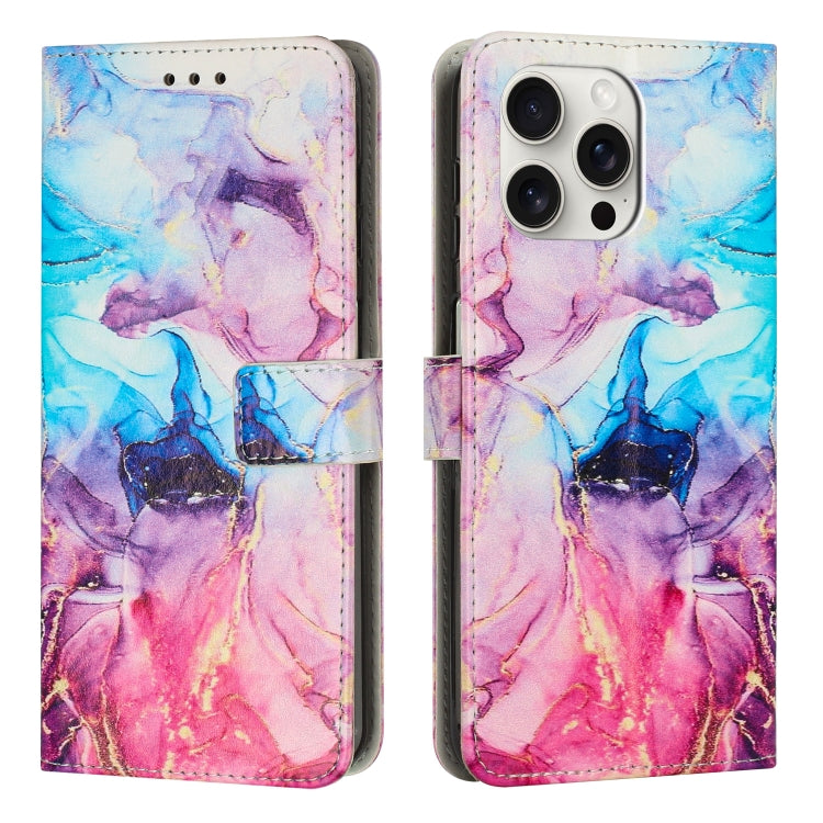 Painted Marble Pattern Leather Phone Case, For iPhone 16 Pro Max, For iPhone 16 Pro, For iPhone 16 Plus, For iPhone 16, For iPhone 15 Pro Max, For iPhone 15 Pro