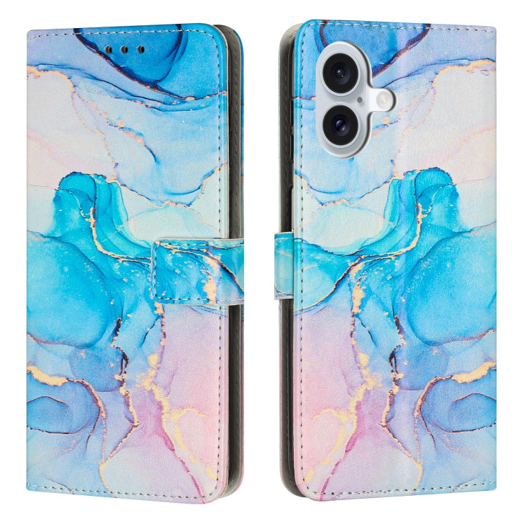 Painted Marble Pattern Leather Phone Case, For iPhone 16 Pro Max, For iPhone 16 Pro, For iPhone 16 Plus, For iPhone 16, For iPhone 15 Pro Max, For iPhone 15 Pro