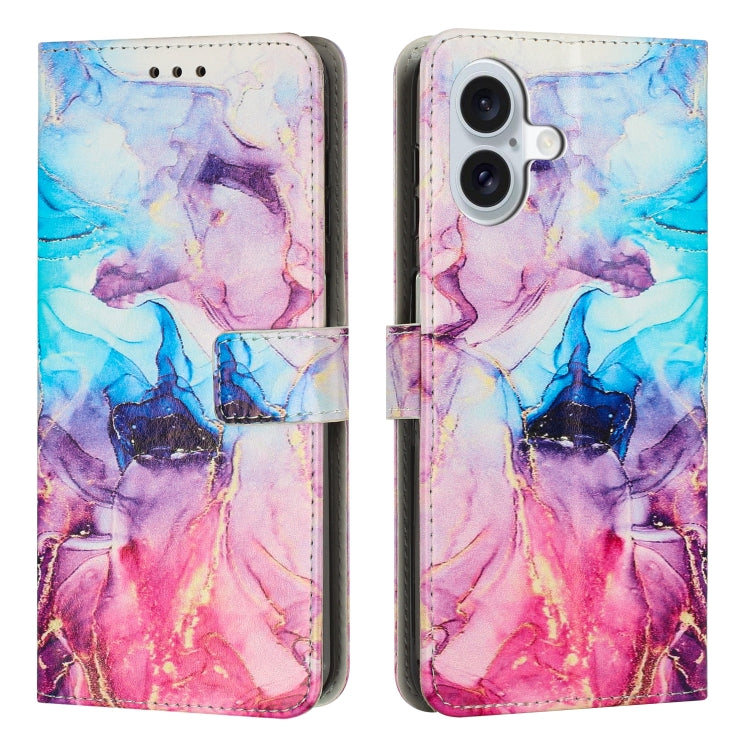 Painted Marble Pattern Leather Phone Case, For iPhone 16 Pro Max, For iPhone 16 Pro, For iPhone 16 Plus, For iPhone 16, For iPhone 15 Pro Max, For iPhone 15 Pro