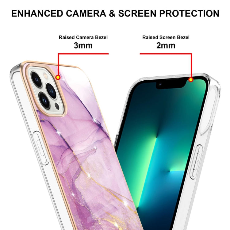 Electroplating Marble Pattern Dual-side IMD TPU Shockproof Phone Case, For iPhone 15 Pro, For iPhone 15 Plus, For iPhone 15