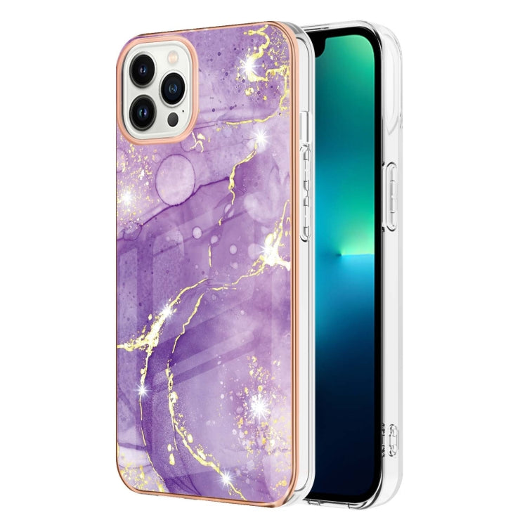 Electroplating Marble Pattern Dual-side IMD TPU Shockproof Phone Case, For iPhone 15 Pro, For iPhone 15 Plus, For iPhone 15