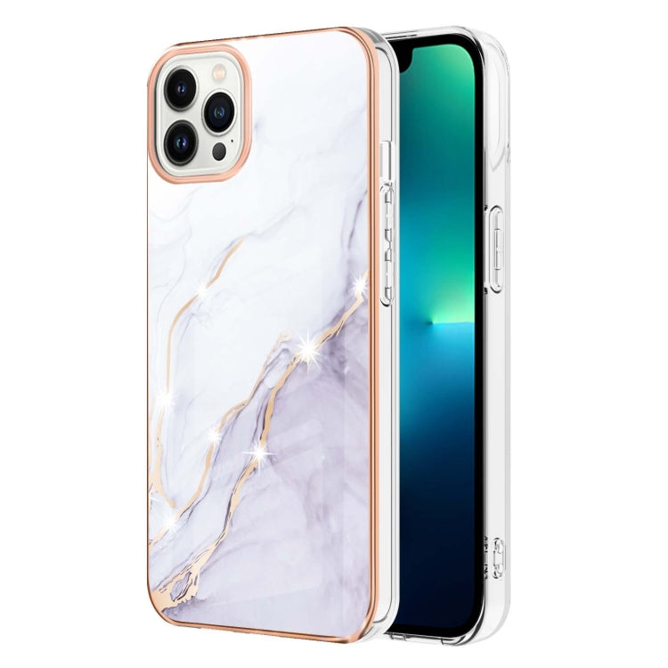 Electroplating Marble Pattern Dual-side IMD TPU Shockproof Phone Case, For iPhone 15 Pro, For iPhone 15 Plus, For iPhone 15