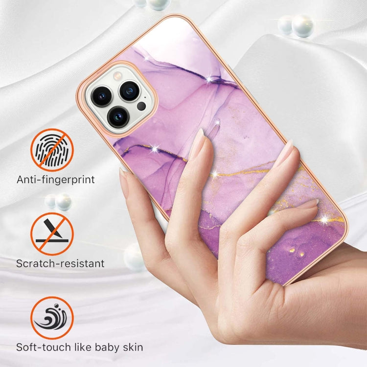 Electroplating Marble Pattern Dual-side IMD TPU Shockproof Phone Case, For iPhone 16 Pro Max, For iPhone 16 Pro, For iPhone 16 Plus, For iPhone 16, For iPhone 15 Pro Max