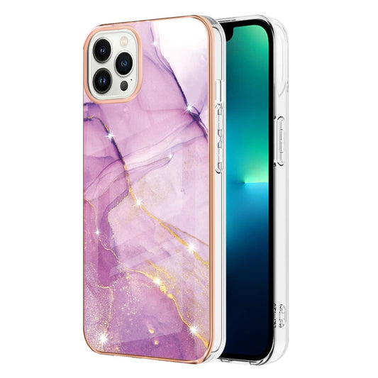 Electroplating Marble Pattern Dual-side IMD TPU Shockproof Phone Case, For iPhone 16 Pro Max, For iPhone 16 Pro, For iPhone 16 Plus, For iPhone 16