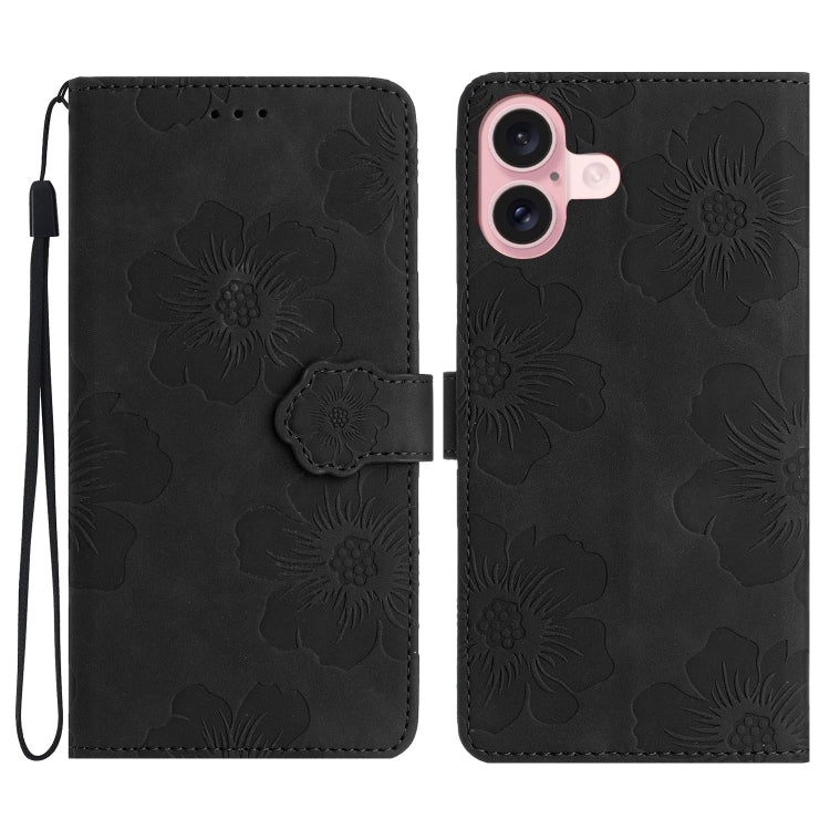 Flower Embossing Pattern Leather Phone Case, For iPhone 16 Pro Max, For iPhone 16 Pro, For iPhone 16 Plus, For iPhone 16, For iPhone 15 Pro Max, For iPhone 15 Pro