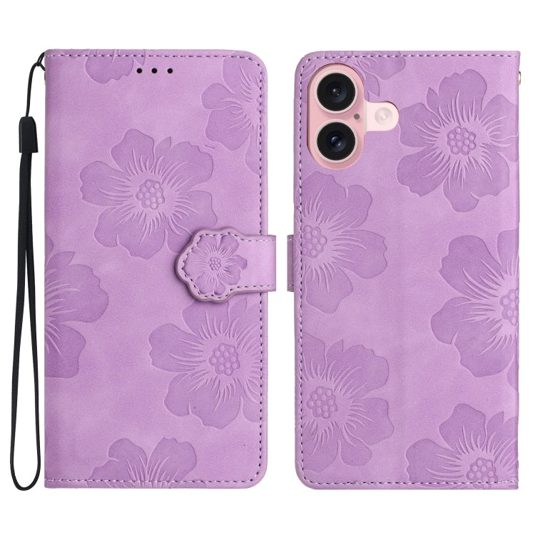 Flower Embossing Pattern Leather Phone Case, For iPhone 16 Pro Max, For iPhone 16 Pro, For iPhone 16 Plus, For iPhone 16, For iPhone 15 Pro Max, For iPhone 15 Pro