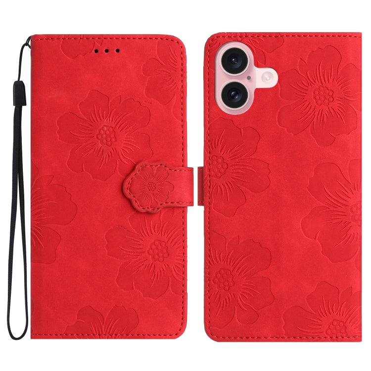 Flower Embossing Pattern Leather Phone Case, For iPhone 16 Pro Max, For iPhone 16 Pro, For iPhone 16 Plus, For iPhone 16, For iPhone 15 Pro Max, For iPhone 15 Pro