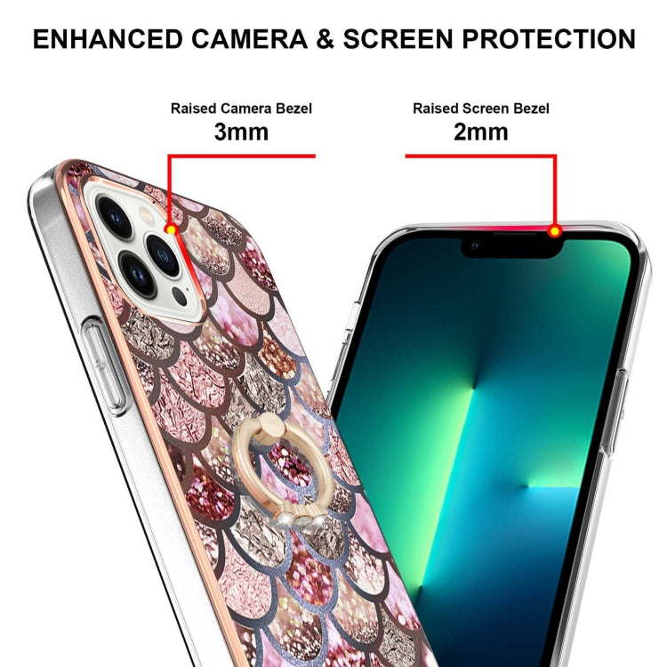 Electroplating Pattern IMD TPU Shockproof Case with Rhinestone Ring Holder, For iPhone 16 Pro Max, For iPhone 16 Pro, For iPhone 16 Plus, For iPhone 16, For iPhone 15 Pro Max