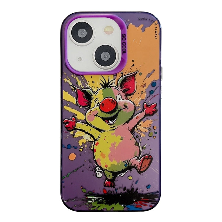 Animal Pattern Oil Painting Series PC + TPU Phone Case, For iPhone 15 Plus