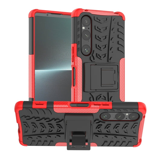 Tire Texture TPU + PC Phone Case with Holder, For Sony Xperia 1 V, For Sony Xperia 10 V