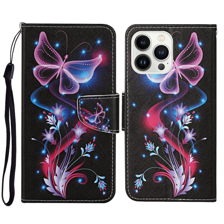 3D Colored Drawing Flip Leather Phone Case, For iPhone 15 Pro Max