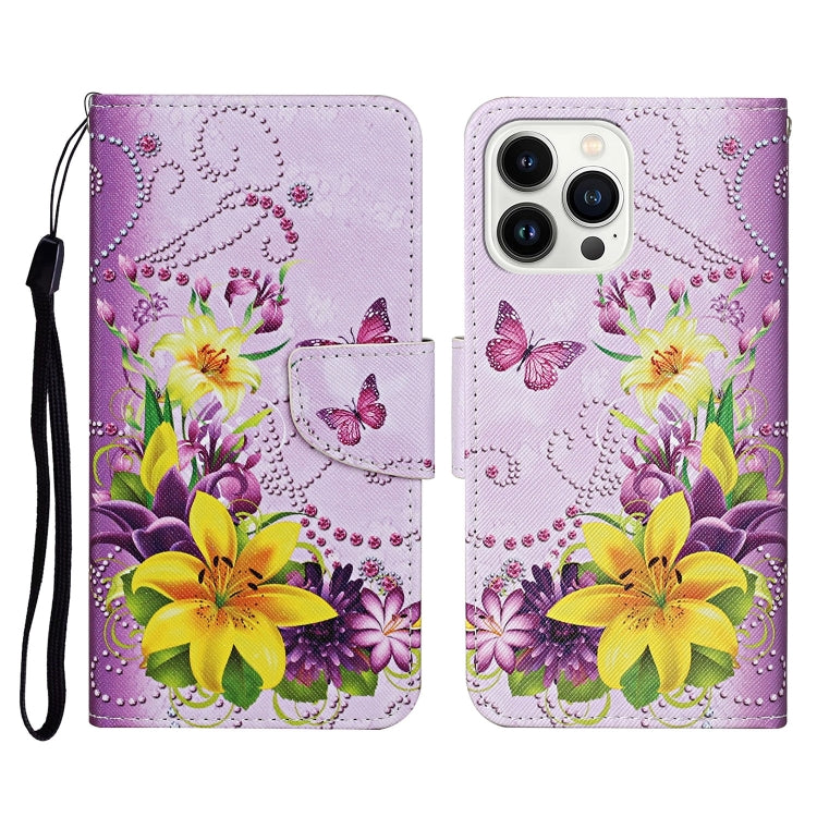 3D Colored Drawing Flip Leather Phone Case, For iPhone 15 Pro Max