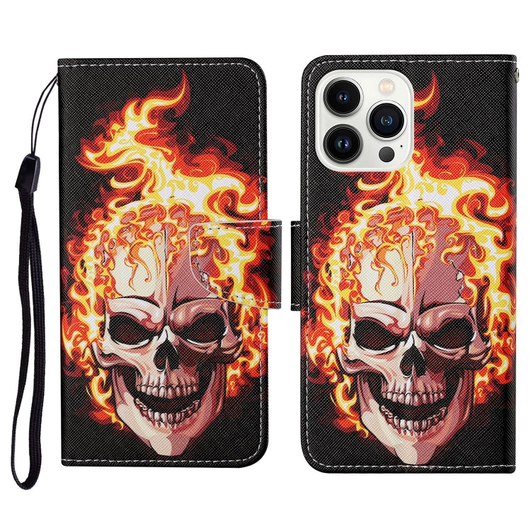 3D Colored Drawing Flip Leather Phone Case, For iPhone 15 Pro Max