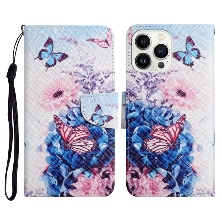 3D Colored Drawing Flip Leather Phone Case, For iPhone 15 Pro Max