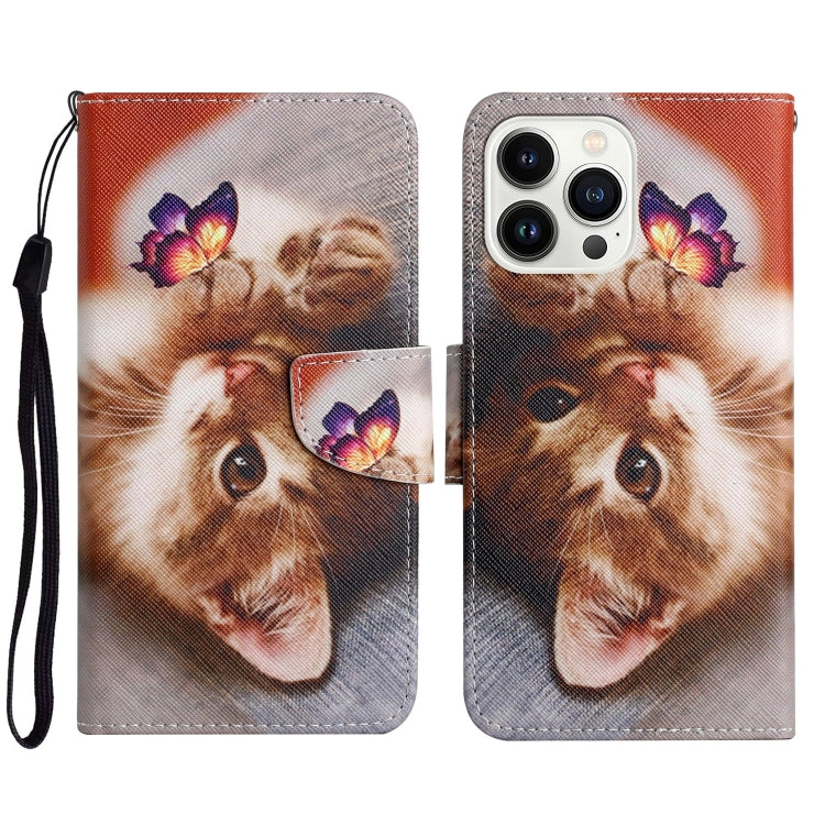 3D Colored Drawing Flip Leather Phone Case, For iPhone 15 Pro Max