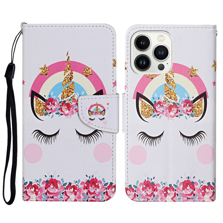 3D Colored Drawing Flip Leather Phone Case, For iPhone 15 Pro Max