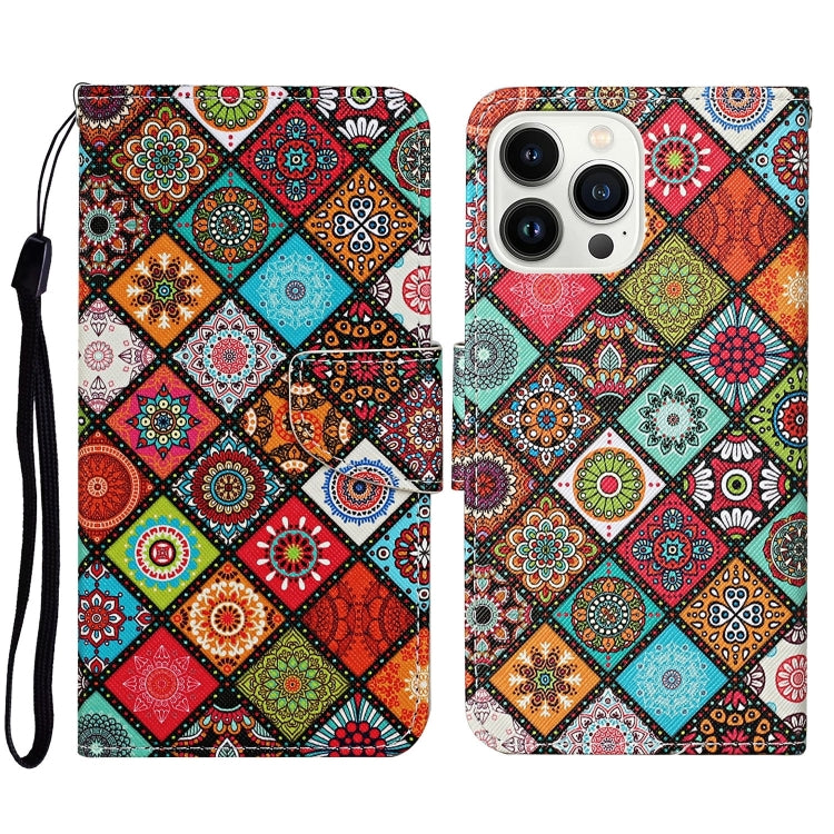 3D Colored Drawing Flip Leather Phone Case, For iPhone 16 Pro Max