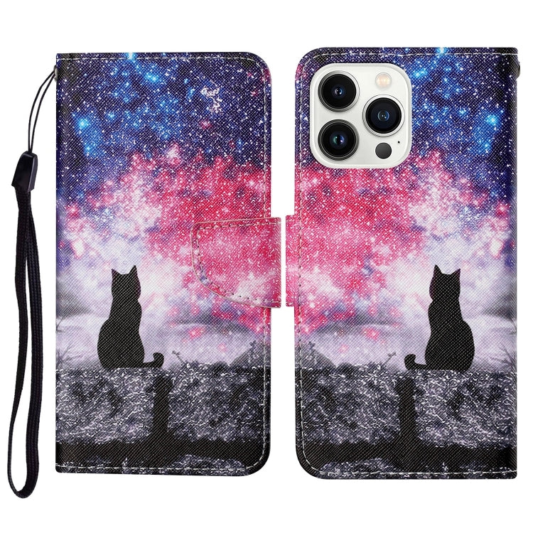 3D Colored Drawing Flip Leather Phone Case, For iPhone 16 Pro