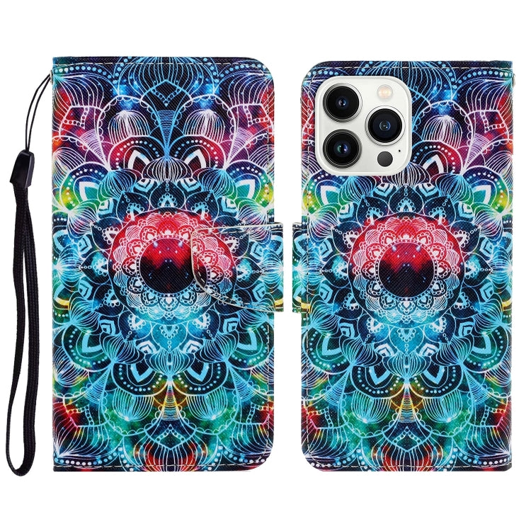 3D Colored Drawing Flip Leather Phone Case, For iPhone 16 Pro