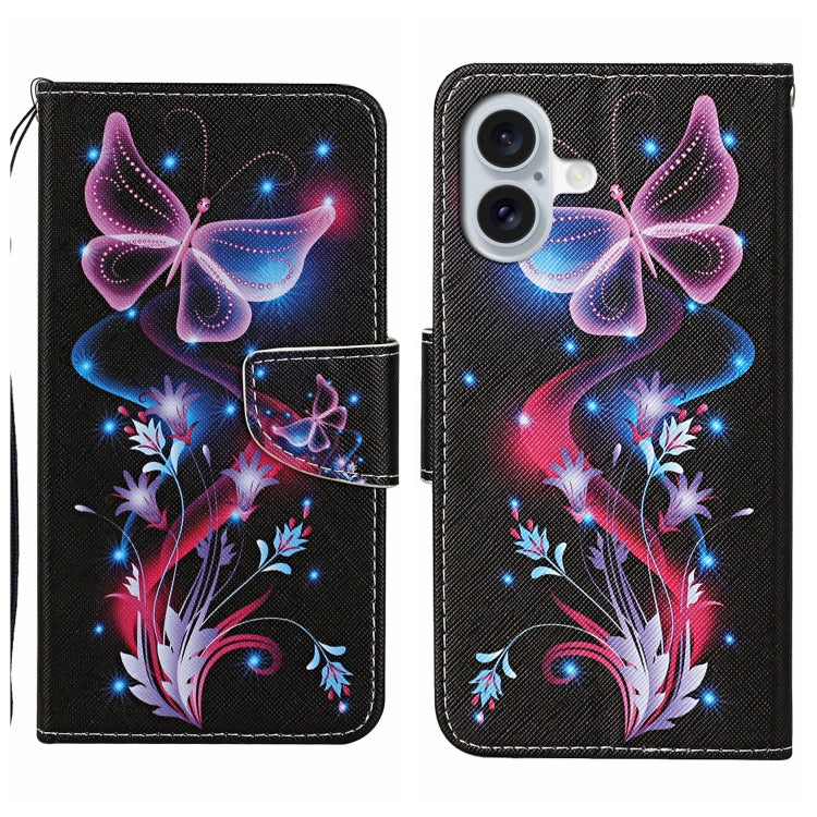 3D Colored Drawing Flip Leather Phone Case, For iPhone 16 Plus