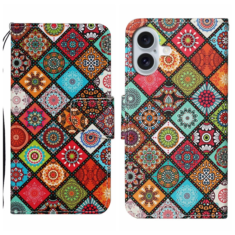 3D Colored Drawing Flip Leather Phone Case, For iPhone 16 Plus