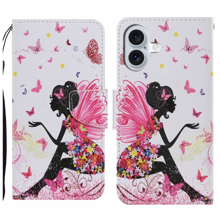 3D Colored Drawing Flip Leather Phone Case, For iPhone 16 Plus