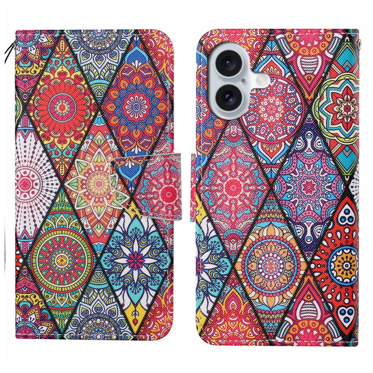 3D Colored Drawing Flip Leather Phone Case, For iPhone 16 Plus