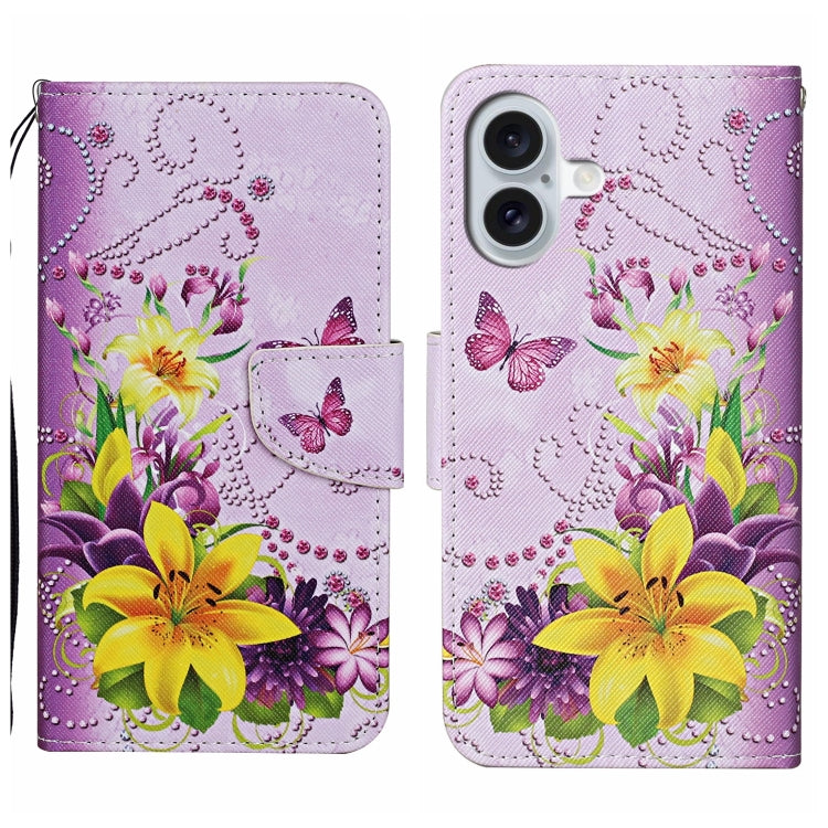 3D Colored Drawing Flip Leather Phone Case, For iPhone 16