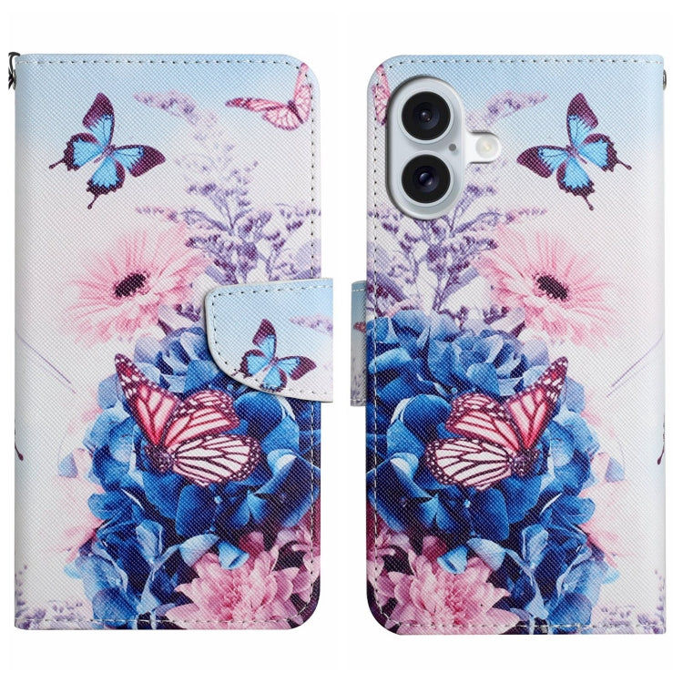 3D Colored Drawing Flip Leather Phone Case, For iPhone 16