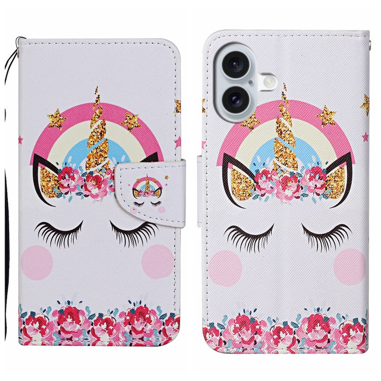 3D Colored Drawing Flip Leather Phone Case, For iPhone 16