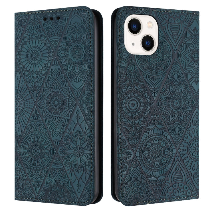 Ethnic Embossed Adsorption Leather Phone Case, For iPhone 15 Plus, For iPhone 15