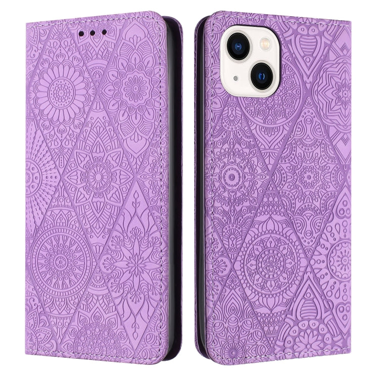 Ethnic Embossed Adsorption Leather Phone Case, For iPhone 15 Plus, For iPhone 15