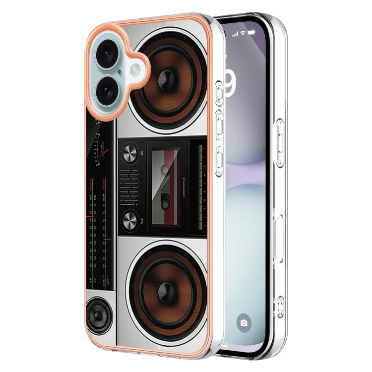 Electroplating Marble Dual-side IMD Phone Case, For iPhone 16 Pro Max, For iPhone 16 Pro, For iPhone 16 Plus, For iPhone 16