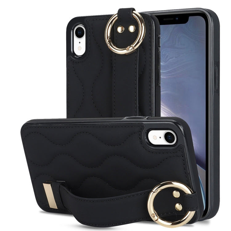 Non-slip Full Coverage Ring PU Phone Case with Wristband, For iPhone 11, For iPhone 11 Pro, For iPhone XS / X, For iPhone XR