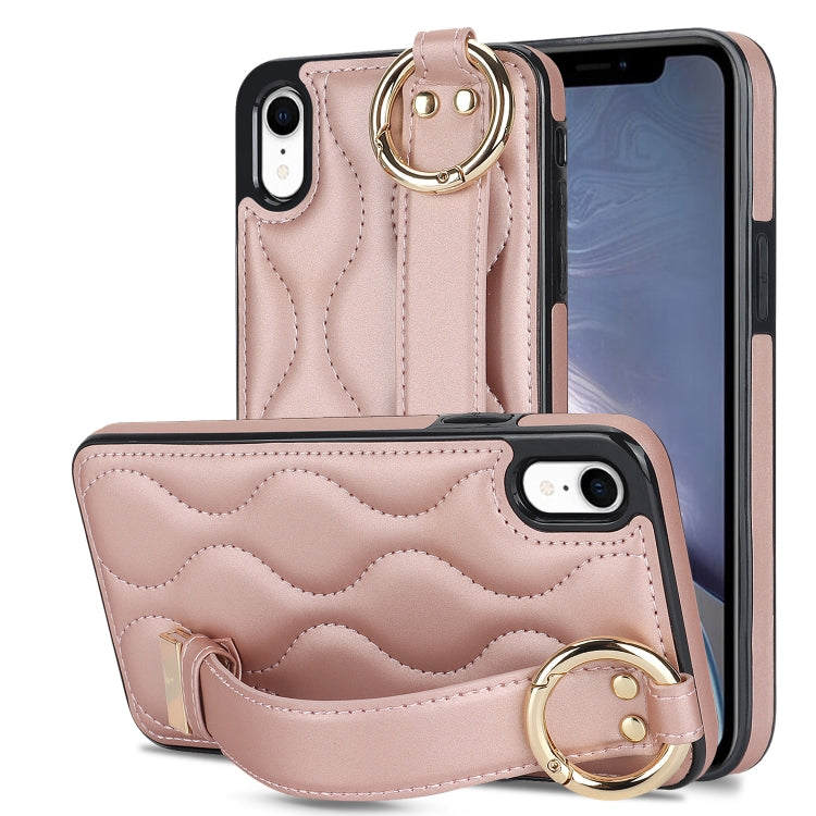 Non-slip Full Coverage Ring PU Phone Case with Wristband, For iPhone 11, For iPhone 11 Pro, For iPhone XS / X, For iPhone XR