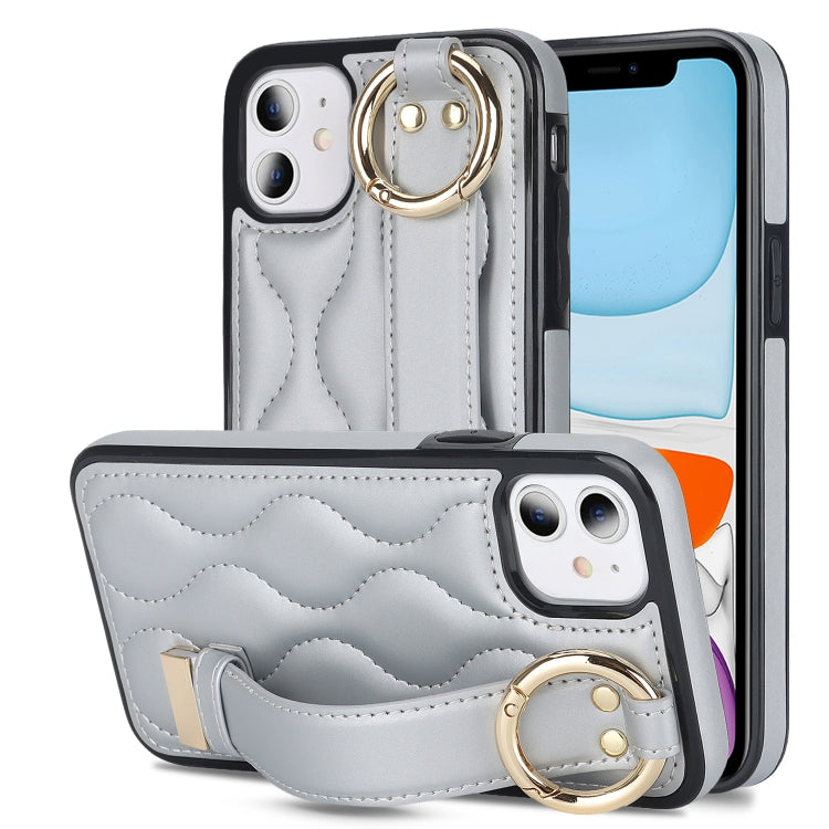 Non-slip Full Coverage Ring PU Phone Case with Wristband, For iPhone 11 Pro Max, For iPhone 11, For iPhone 11 Pro
