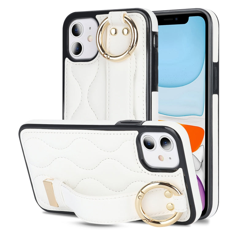 Non-slip Full Coverage Ring PU Phone Case with Wristband, For iPhone 11 Pro Max, For iPhone 11, For iPhone 11 Pro