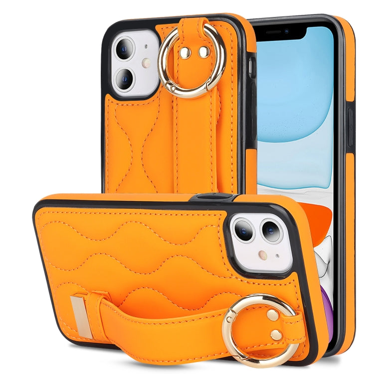 Non-slip Full Coverage Ring PU Phone Case with Wristband, For iPhone 11 Pro Max, For iPhone 11, For iPhone 11 Pro