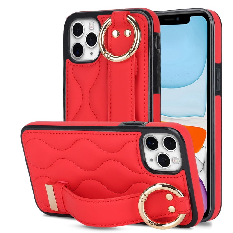 Non-slip Full Coverage Ring PU Phone Case with Wristband, For iPhone 11, For iPhone 11 Pro, For iPhone XS / X, For iPhone XR