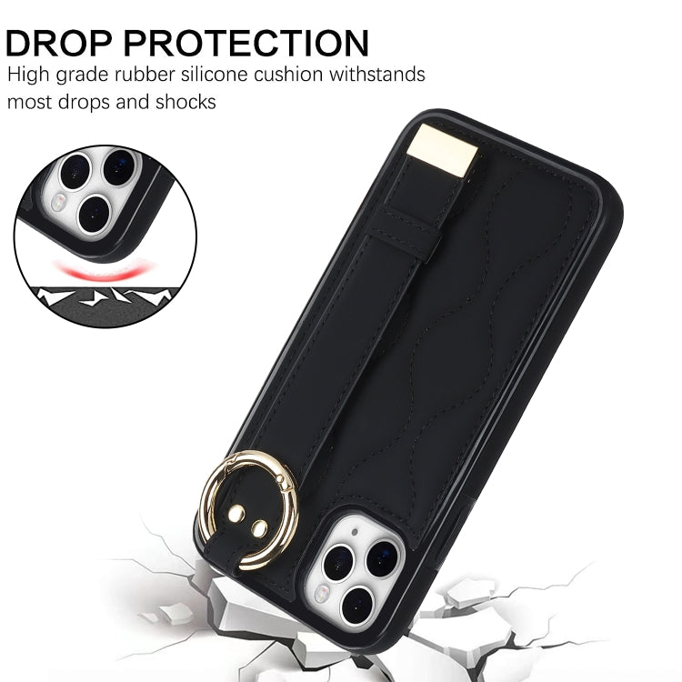 Non-slip Full Coverage Ring PU Phone Case with Wristband, For iPhone 11 Pro Max, For iPhone 11, For iPhone 11 Pro