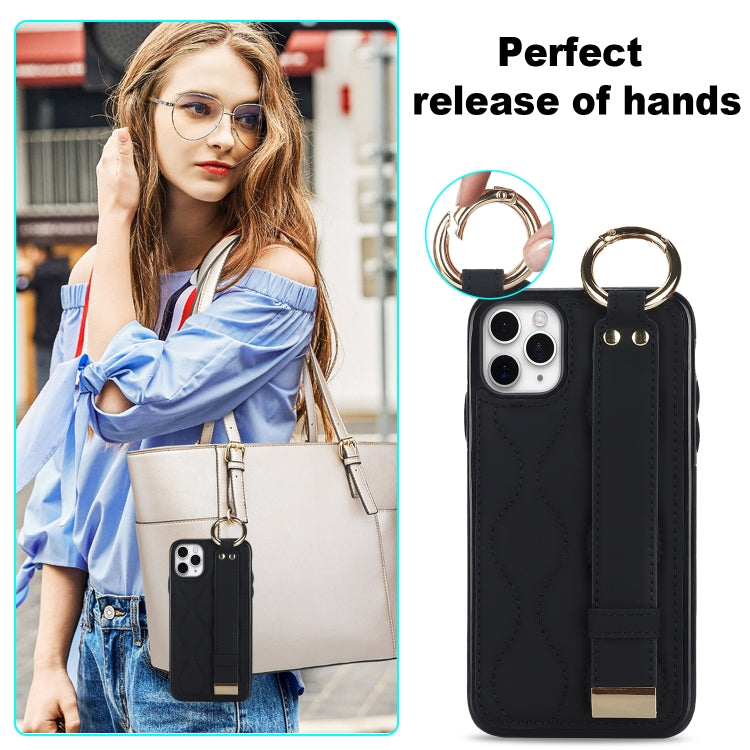 Non-slip Full Coverage Ring PU Phone Case with Wristband, For iPhone 11 Pro Max, For iPhone 11, For iPhone 11 Pro