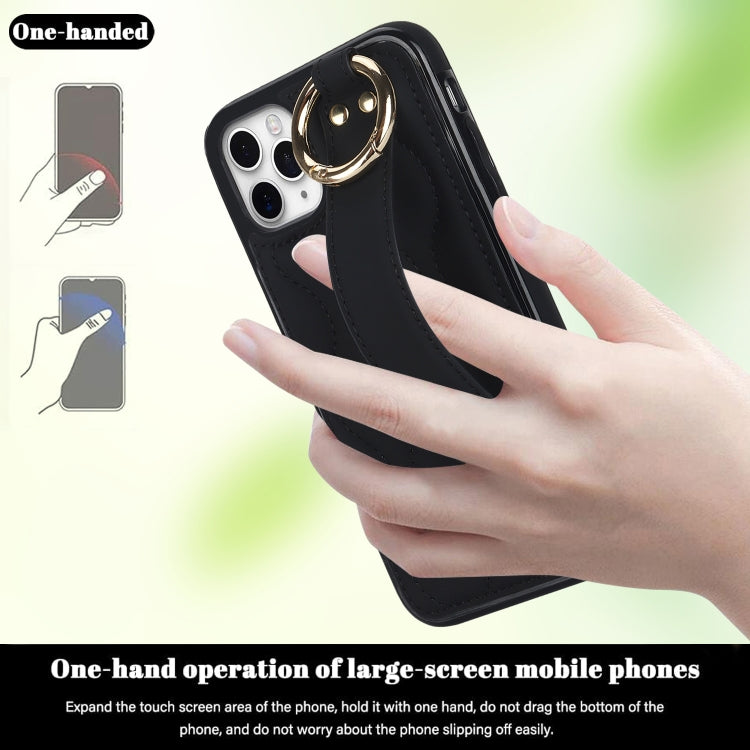 Non-slip Full Coverage Ring PU Phone Case with Wristband, For iPhone 11 Pro Max, For iPhone 11, For iPhone 11 Pro