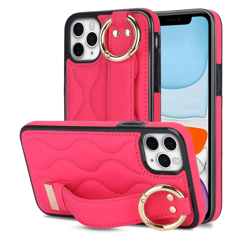 Non-slip Full Coverage Ring PU Phone Case with Wristband, For iPhone 11 Pro Max, For iPhone 11, For iPhone 11 Pro