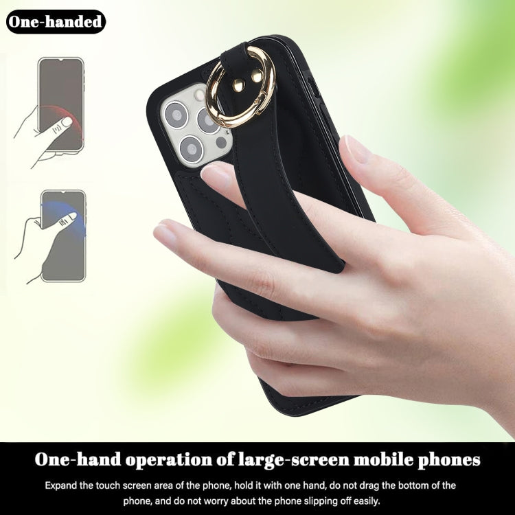 Non-slip Full Coverage Ring PU Phone Case with Wristband, For iPhone 12 Pro / 12, For iPhone 12 Pro Max, For iPhone 12 mini, For iPhone 11 Pro Max