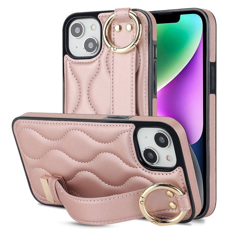 Non-slip Full Coverage Ring PU Phone Case with Wristband, For iPhone 13 Pro, For iPhone 13, For iPhone 13 mini